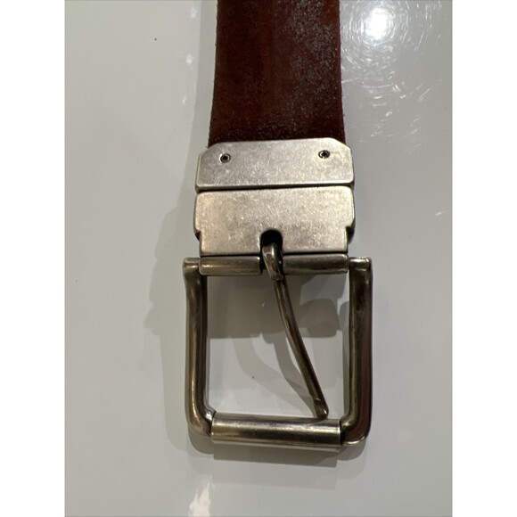 Levis Reversible Belt Brown Leather 1.5" Wide Nickle Buckle Size 36 - Picture 9 of 16